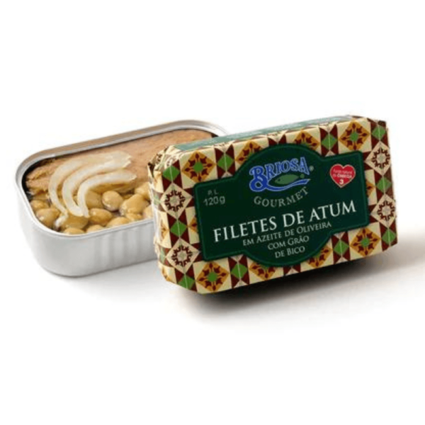 Filetes de Atum Em Azeite de Oliveira C/ Grão de Bico - Briosa Gourmet